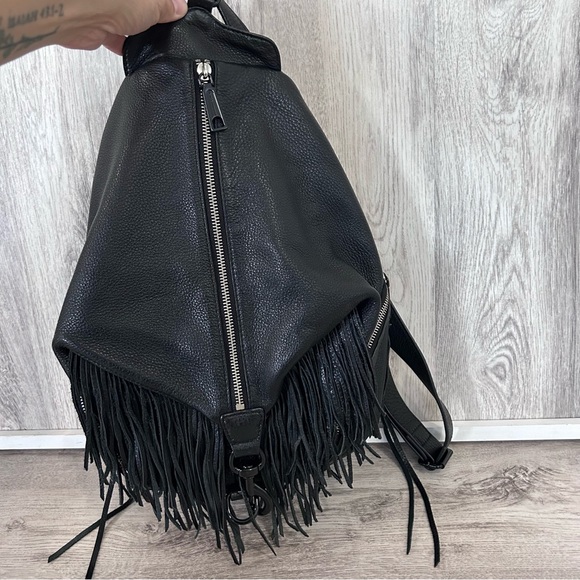 Rebecca Minkoff Backpack Julian Fringe Black Leather Boho Excellent Condition - Picture 1 of 10